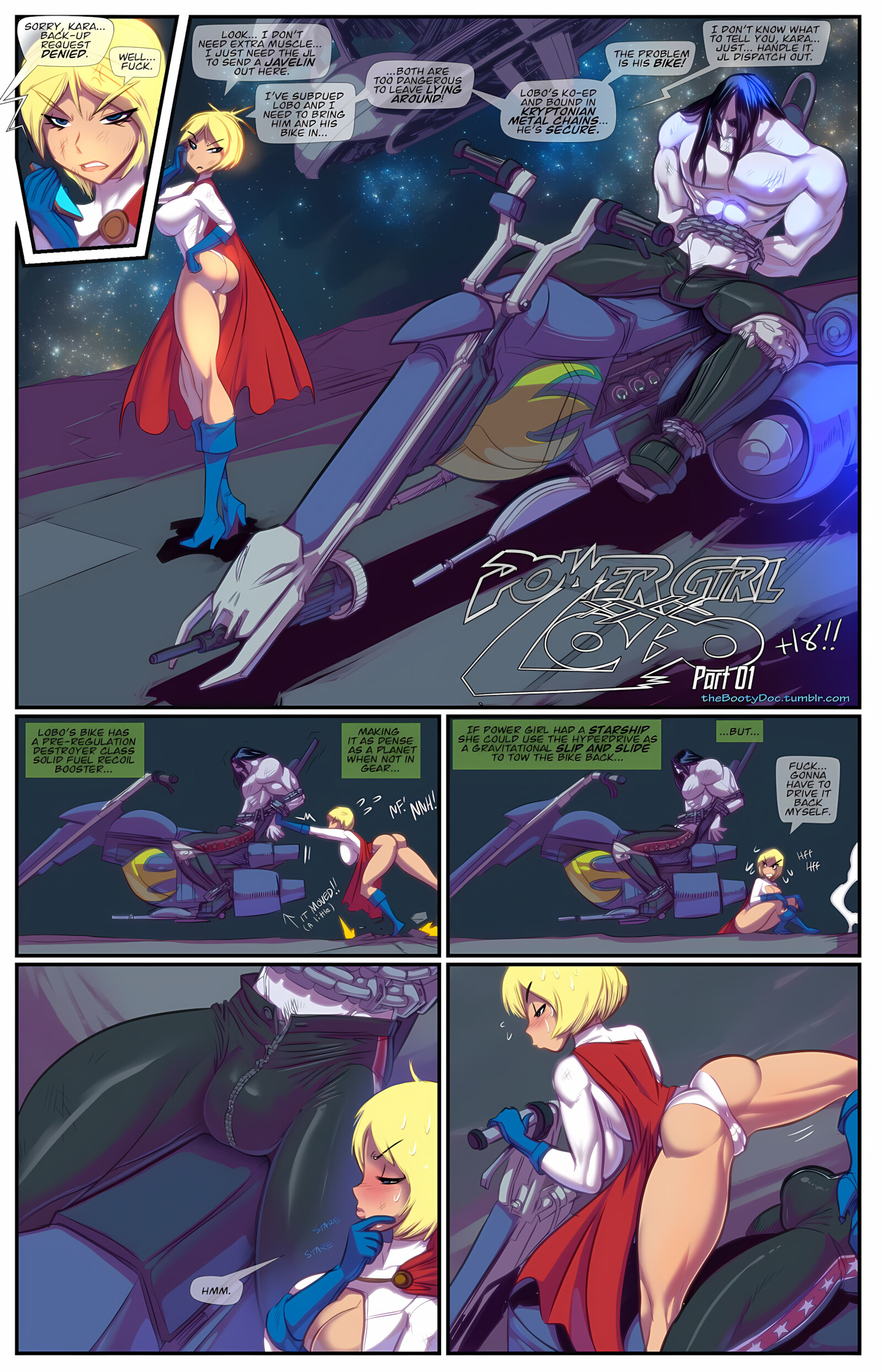 PowerGirl XXX Lobo [Fred Perry], PowerGirl XXX Lobo, page 1 of 7